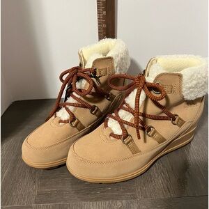 Sorel Women's Evie Cozy Lace-Up Wedge Booties - Waterproof, Suede